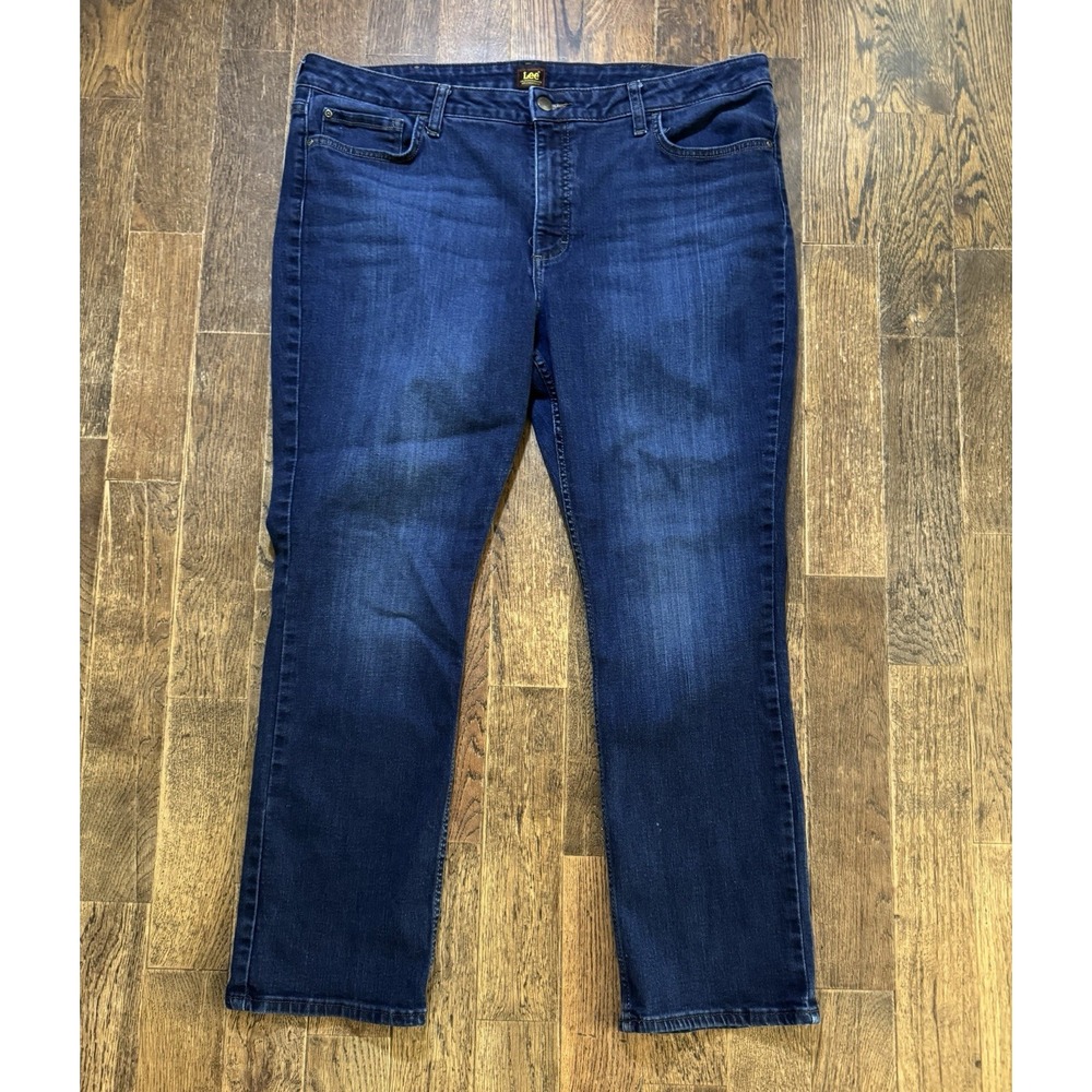 Lee Dark Blue Jeans Women's Size 22M Straight High Rise Regular Fit 101CMSEW2